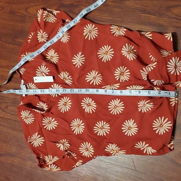 Madewell Top Chinch Wrap Tie Size XXS Flowers New Rust Cream - Picture 11 of 12